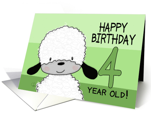 Cute Sheep Happy 4th Birthday card (627798)