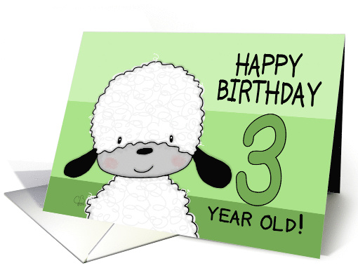 Cute Sheep Happy 3rd Birthday card (627806)