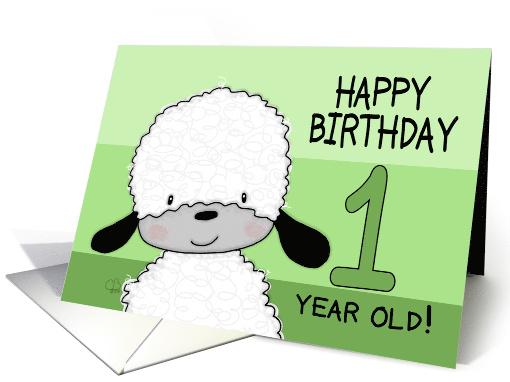 Cute Sheep Happy 1st Birthday card (627820)