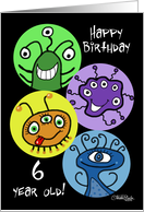 Colorful Creatures 6th Birthday card