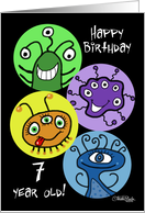 Colorful Creatures 7th Birthday card