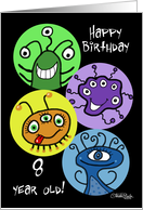 Colorful Creatures 8th Birthday card