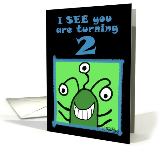 Green Alien- 2nd Birthday card (644034)