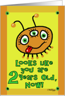 Orange Alien- 2nd Birthday card