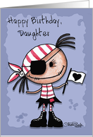 Happy Birthday Daughter-Primitive Pirate Rag Doll Girl card