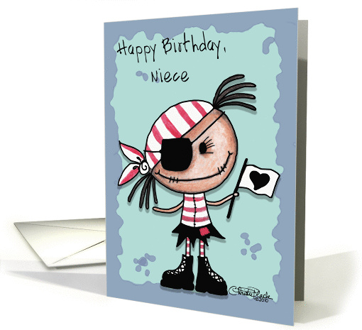 Happy Birthday Niece-Primitive Pirate Rag Doll Girl card (661631)