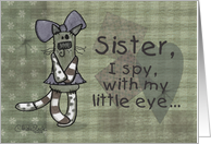 Primitive Kitty- Birthday for Sister card