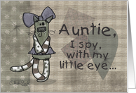 Primitive Kitty- Birthday for Auntie card
