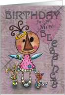 Primitive Angel and Animals- Birthday Blessings for Niece card