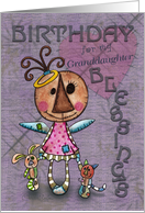 Primitive Angel and Animals- Birthday Blessings for Granddaughter card