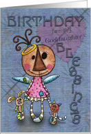 Primitive Angel and Animals- Birthday Blessings for Goddaughter card