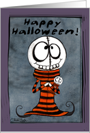 Happy Halloween Primitive Skull Boy card
