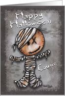 For Cousin Happy Halloween Primitive Mummy card