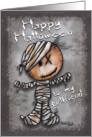 For girlfriend-Happy Halloween-Primitive Mummy card