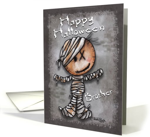 For Brother-Happy Halloween-Primitive Mummy card (675660)