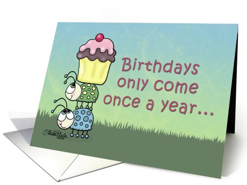 Birthday -Ladybugs and Cupcake card (701030)