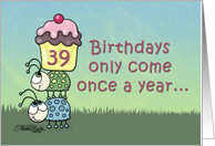 39th Birthday -Ladybugs and Cupcake card