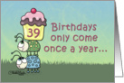 39th Birthday -Ladybugs and Cupcake card
