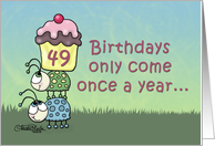 49th Birthday -Ladybugs and Cupcake card