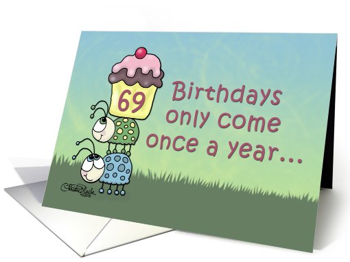 69th Birthday -Ladybugs and Cupcake card (701036)