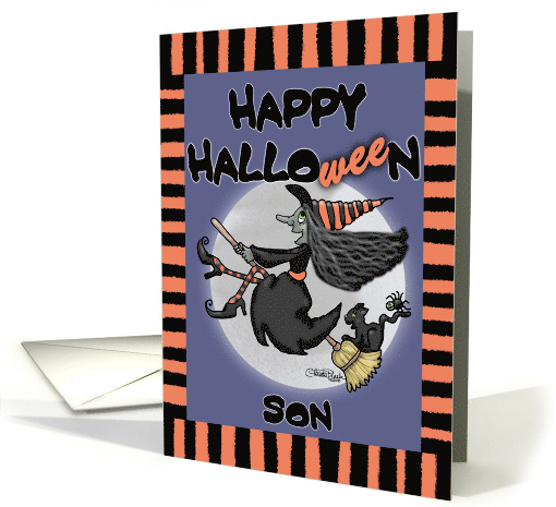 Happy Halloween to Son Witch Says Wee card (701806)