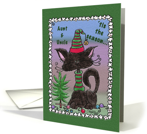 Christmas for Aunt and Uncle Black Cat and Tree card (707556)