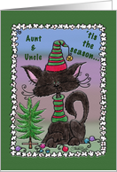 Christmas for Aunt and Uncle Black Cat and Tree card