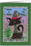 Christmas for Mom and Dad Black Cat and Tree card