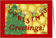 Honey Bees and Honey Comb Christmas Greetings card