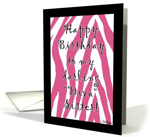 Birthday for Diva Sister-Pink Zebra Stripes card (747963)