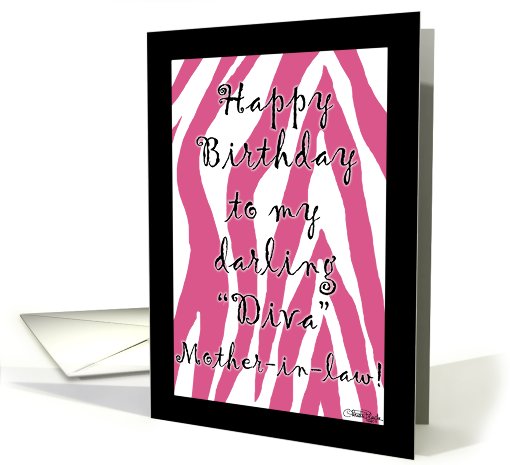 Birthday for Diva Mother-in-law -Pink Zebra Stripes card (747968)