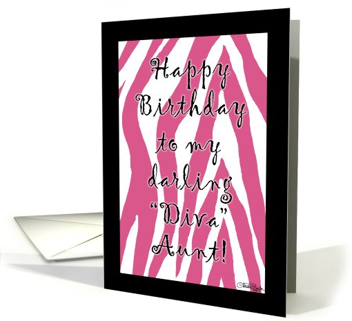 Birthday for Diva Aunt-Pink Zebra Stripes card (747976)