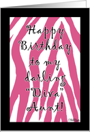 Birthday for Diva Aunt-Pink Zebra Stripes card