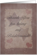 Thank You for being My Bridesmaid-Rustic Stars and Hearts card