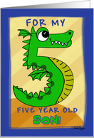 Happy Birthday for 5 year old Son- Number Five Shaped Dragon card