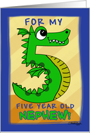 Happy Birthday for 5 year old Nephew- Number Five Shaped Dragon card