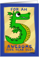 Happy Birthday Awesome 5 year old Godson- Number Five Shaped Dragon card
