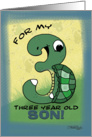 Happy Birthday 3 year old Son- Number Three Shaped Turtle card