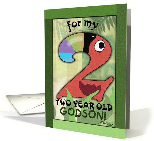 Happy Birthday 2 year old Godson- Number Two Shaped Toucan card
