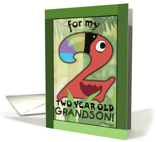 Happy Birthday 2 year old Grandson Number Two Shaped Toucan card