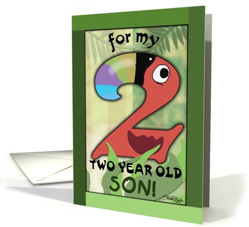 Happy Birthday 2 year old Son- Number Two Shaped Toucan card (751612)