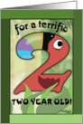 Happy Birthday Terrific 2 year old- Number Two Shaped Toucan card