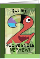 Happy Birthday 2 year old Nephew- Number Two Shaped Toucan card