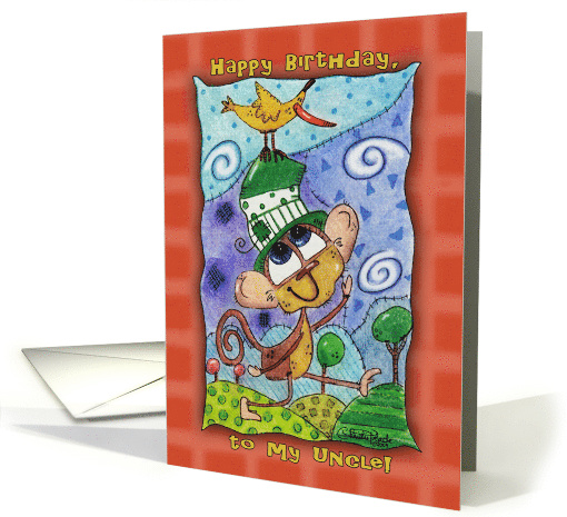 Happy Birthday for Uncle Funky Monkey and Banana Bird card (754631)