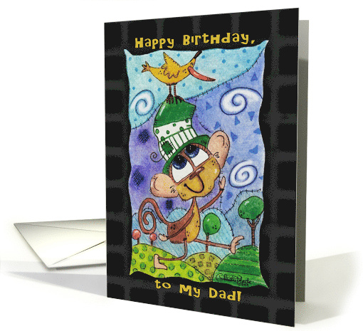 Happy Birthday for Dad Funky Monkey and Banana Bird card (754655)