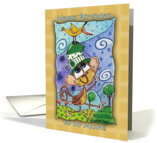 Happy Birthday for Aunt Funky Monkey and Banana Bird card (754659)