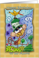 Happy Birthday for Aunt Funky Monkey and Banana Bird card