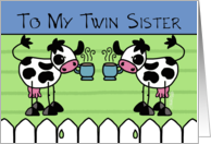 Happy Birthday Twin Sister Coffee and Cream Cows card