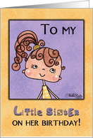 Happy Birthday to Little Sister- Little Brown Eyed Girl card