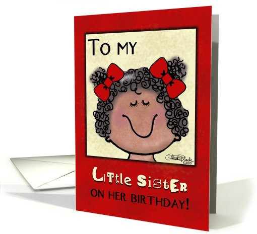 Happy Birthday to Little Sister- Little Girl with Bows card (755124)
